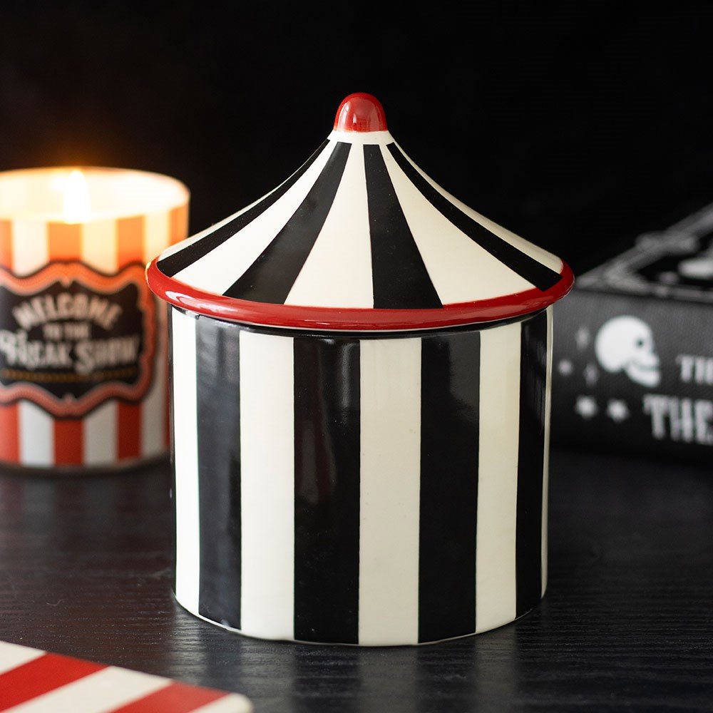 Something Different - Black Striped Circus Tent Ölbrenner/Teelichthalter fürs Raumdüfte - Schwarz/Weiß